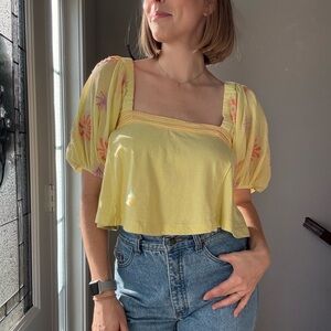 Urban Outfitters Yellow Floral Blouse